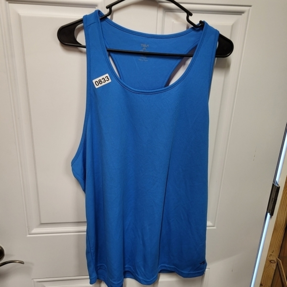 Tesla Performance Blue Racerback Quick Dry Logo Tank Top‎ Large